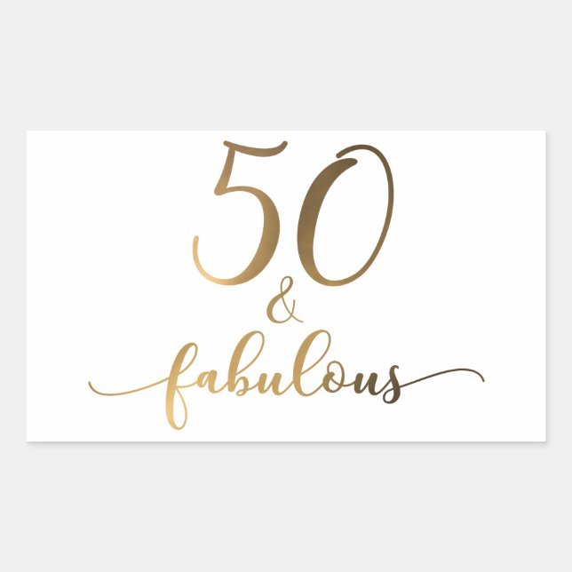 Sticker Rectangulaire "50 & Fabulous" Gold Foil Effect v2 Anniversaire C (Devant)