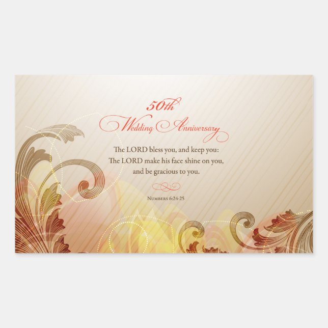 Sticker Rectangulaire 50e anniversaire du Mariage, Seigneur bénisse et g (Devant)