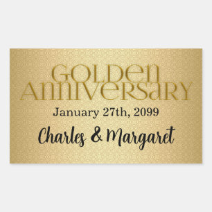 Sticker Rectangulaire 50e Anniversaire Mariage d'or