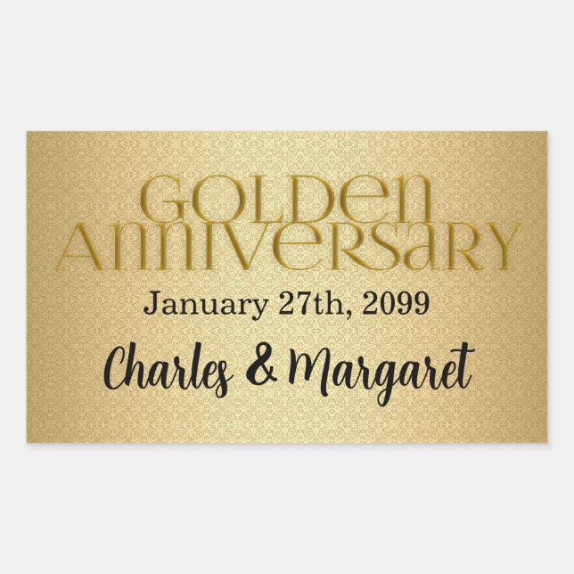 Sticker Rectangulaire 50e Anniversaire Mariage d'or (Devant)