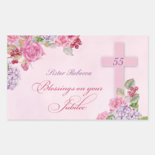 Sticker Rectangulaire 55e anniversaire de la vie religieuse Nonne cathol
