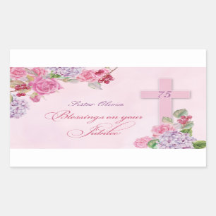 Sticker Rectangulaire 75e anniversaire de la vie religieuse Nonne cathol