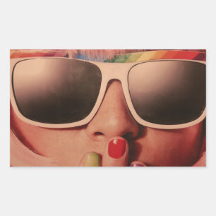 Sticker Rectangulaire 80 rétro pop art mode fille