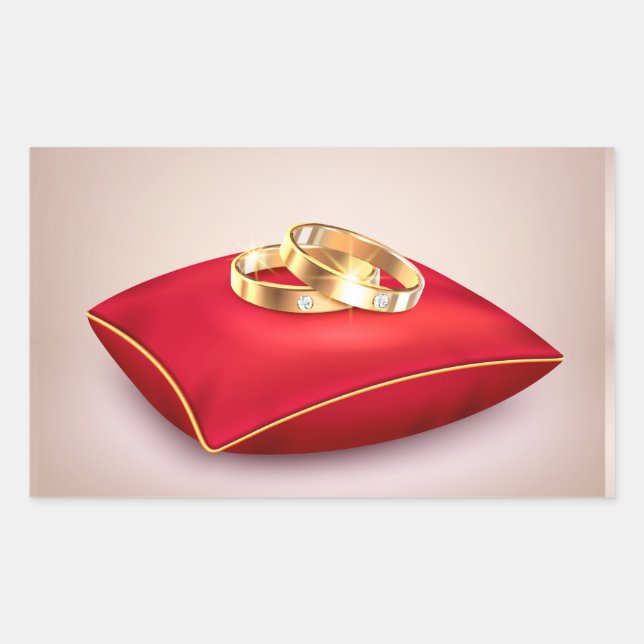 Sticker rectangulaire à anneaux mariages (Devant)