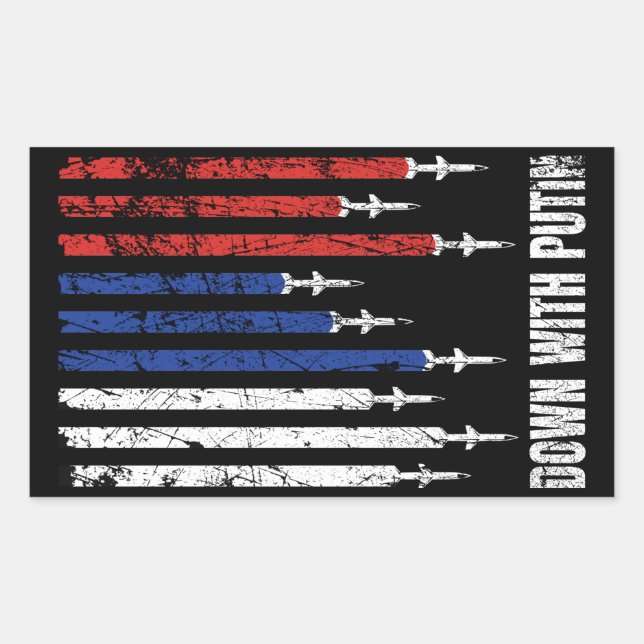 Sticker Rectangulaire A bas Poutine contre la paix Ukraine (Devant)