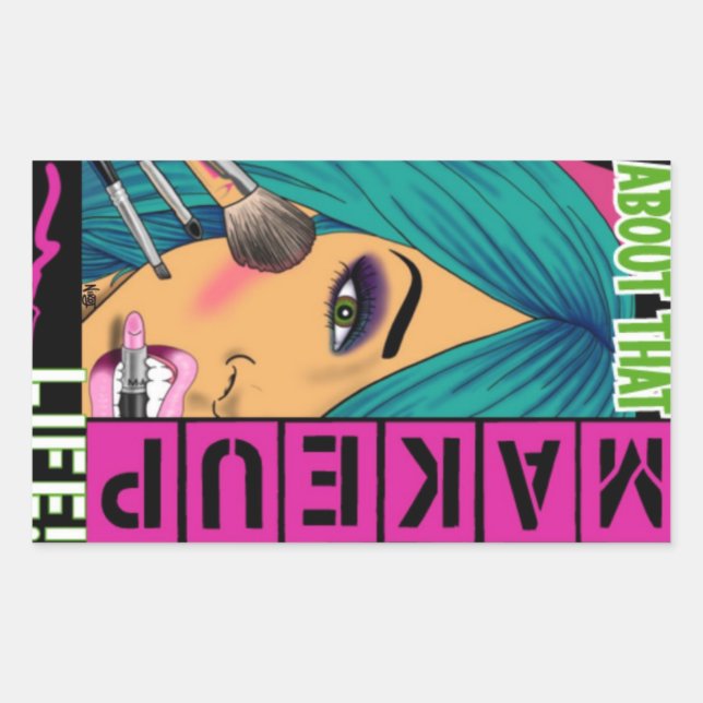 Sticker Rectangulaire À propos de cette vie de maquillage (Devant)