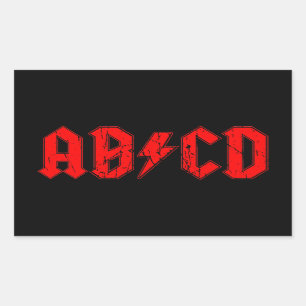 Sticker Rectangulaire ABCD rock musique drôle symbole faux acdc blague 