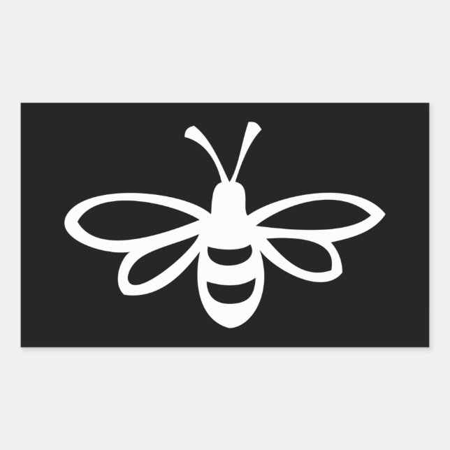 Sticker Rectangulaire Abeille (monochrome) (Devant)