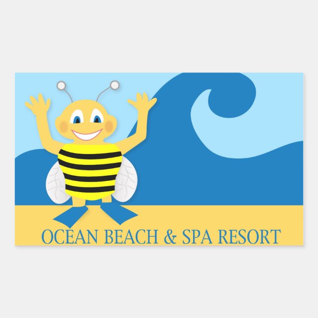 Sticker Rectangulaire Abeille sur la plage (Devant)