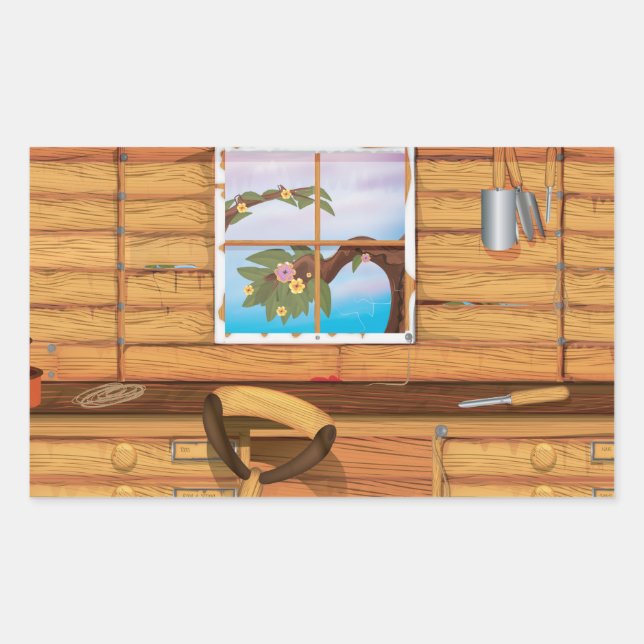 Sticker Rectangulaire Abri de jardin (Devant)