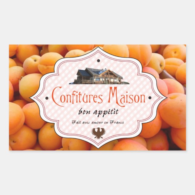 Sticker Rectangulaire Abricot fait maison d'étiquette de Français de (Devant)
