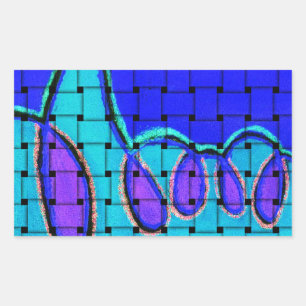 Sticker Rectangulaire Abstrait bleu français avec texture tissée