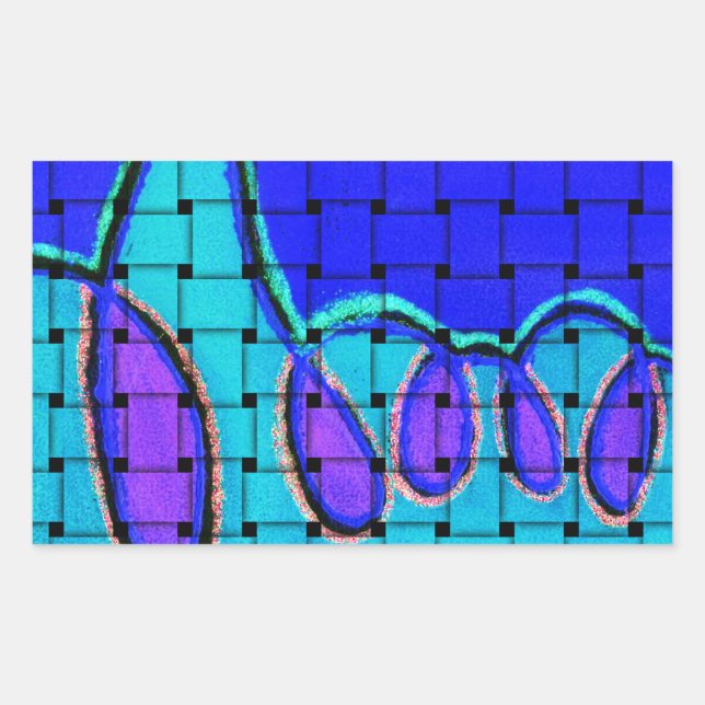 Sticker Rectangulaire Abstrait bleu français avec texture tissée (Devant)
