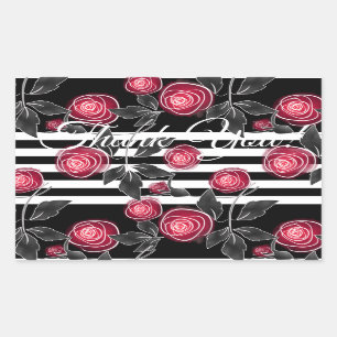 Sticker Rectangulaire Abstrait moderne roses rouges feuilles