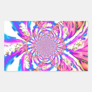 Sticker Rectangulaire Abstraite orchidée rose mandala rose rétro