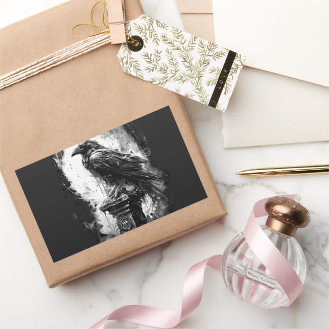 Sticker Rectangulaire Abyssal Gaze Heavy Metal Raven Skull (Cadeaux)