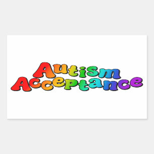 Sticker Rectangulaire Acceptation de l'autisme Typographie arc-en-ciel