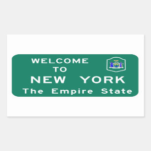 Sticker Rectangulaire Accueil panneau routier vers New York - Etats-Unis