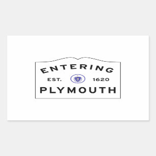 Sticker Rectangulaire Accueillez au signe de ville de Plymouth mA