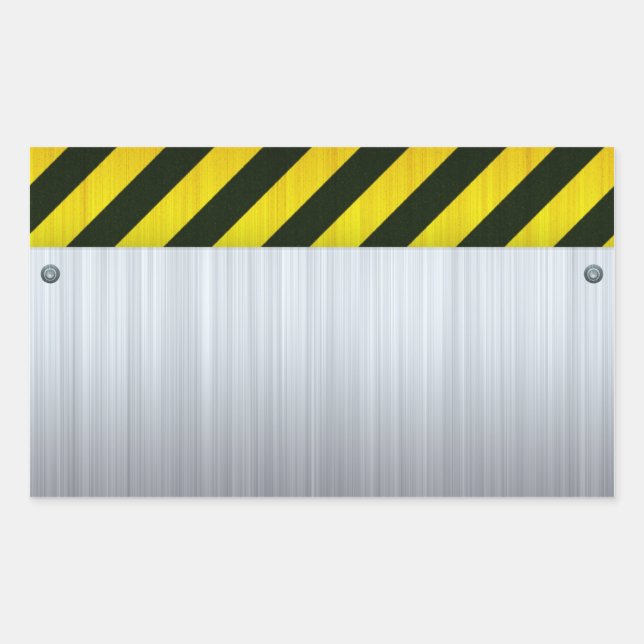Sticker Rectangulaire Acier inoxydable avec bandes de danger (Devant)