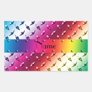 Sticker Rectangulaire Acier nommé personnalisé de plat de diamant