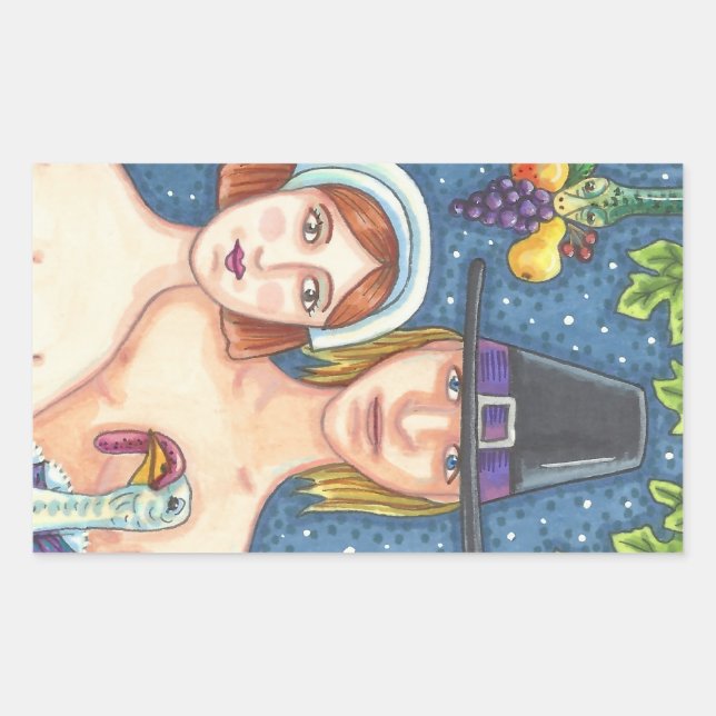 Sticker Rectangulaire ADAM & EVE PILGRIMS THANKSGIVING SHEET Rec (Devant)