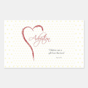Sticker Rectangulaire Adoption, Religieuse, Points Jaunes avec Cœur Roug