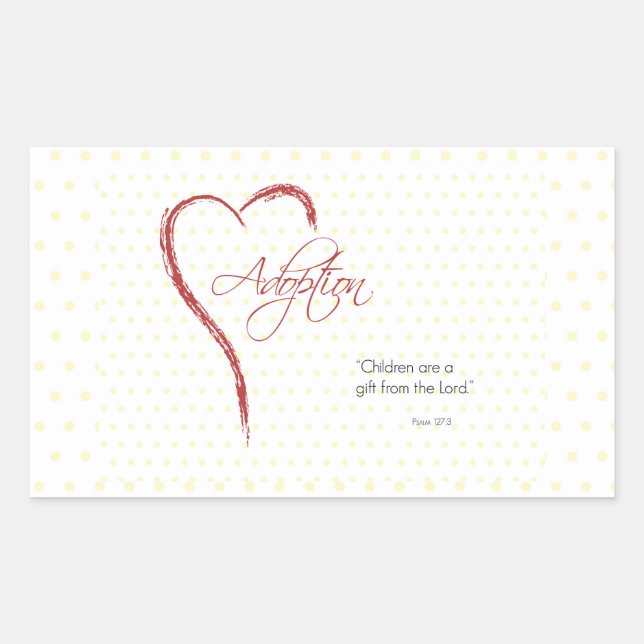 Sticker Rectangulaire Adoption, Religieux, Dots Jaunes avec Coeur Rouge (Devant)