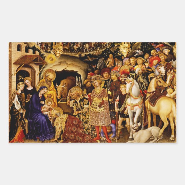 Sticker Rectangulaire Adoration des mages par Gentile da Fabriano (Devant)