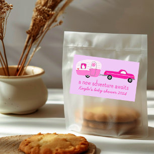 Sticker Rectangulaire Adventure Attend un BABY SHOWER de camion et de re