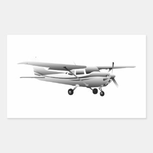 Sticker Rectangulaire Aéronef classique Cessna Silhouette Flying Burst