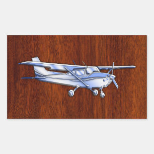 Sticker Rectangulaire Aéronef Classique Chrome Cessna Flying Mahogany