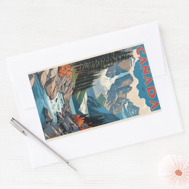 Sticker Rectangulaire Affiche Canada Travel (Enveloppe)