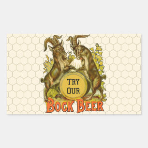 Sticker Rectangulaire Affiche de bière Bock vintage : Antique Goat Saloo