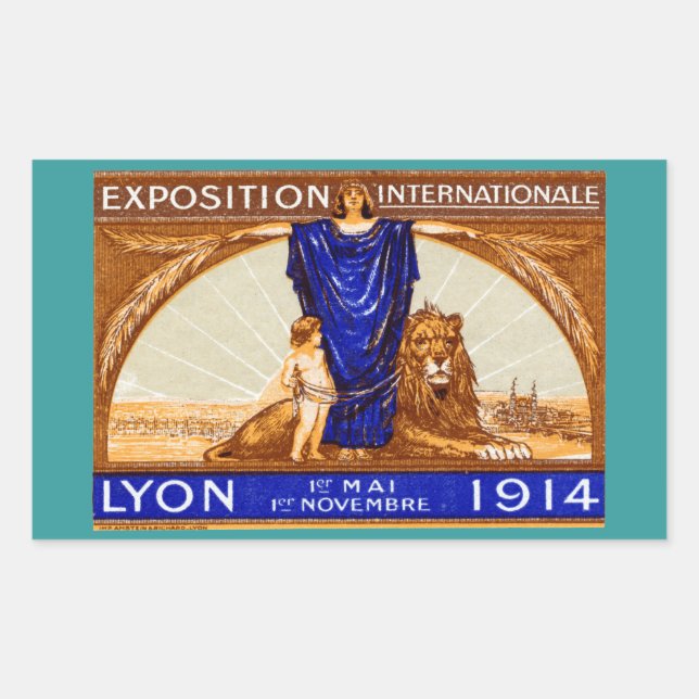 Sticker Rectangulaire Affiche de l'Exposition Internationale de Lyon 191 (Devant)