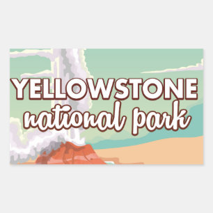 Sticker Rectangulaire Affiche de voyage dessin animé du parc national de
