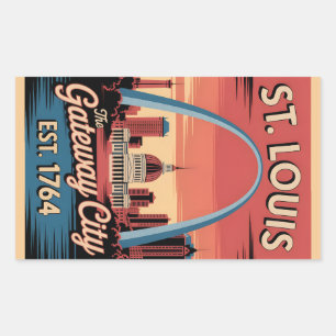 Sticker Rectangulaire Affiche de voyage rétro de Saint-Louis Missouri