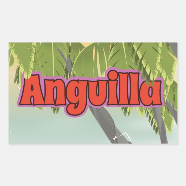 Sticker Rectangulaire Affiche de voyage vintage d'Anguilla. (Devant)
