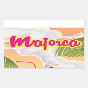 Sticker Rectangulaire affiche de voyage vintage majorque.