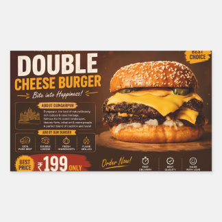 Sticker Rectangulaire Affiche promotionnelle de Burger Double Fromage Pr