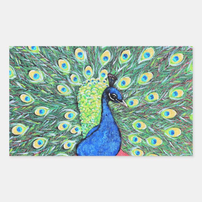 Sticker Rectangulaire Afficher Peacock Peainting (Devant)