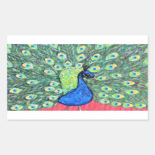 Sticker Rectangulaire Afficher Peacock Peainting