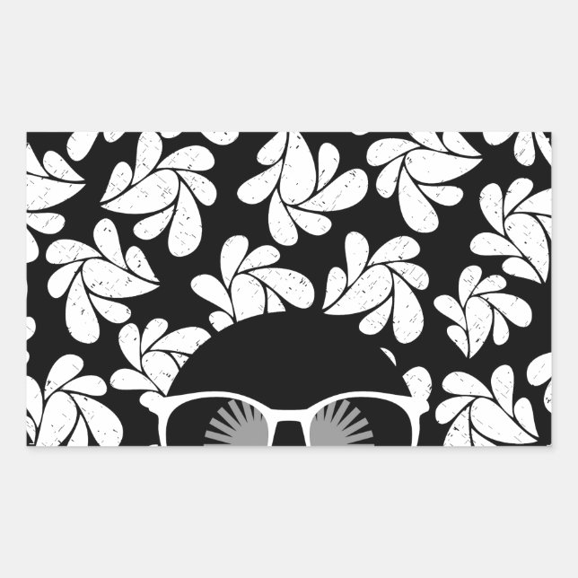 Sticker Rectangulaire Afro Diva Noir & Blanc (Devant)
