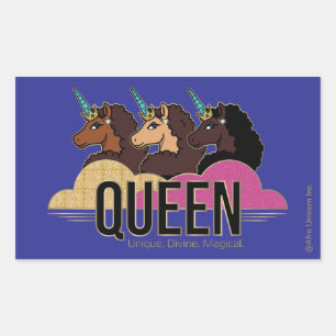 Sticker Rectangulaire Afro Unicorn Queen Trio Design