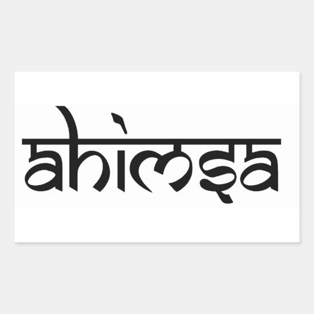Sticker Rectangulaire Ahimsa - Bouddhiste et hindou Tenet (Devant)