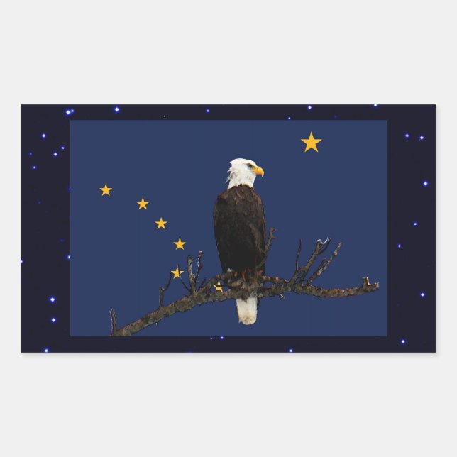 Sticker Rectangulaire Aigle Et Drapeau De L'Alaska (Devant)