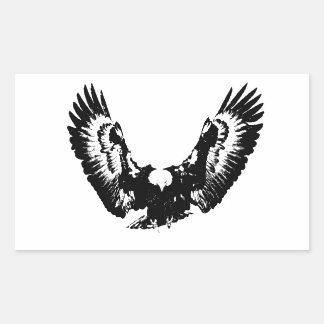 Sticker Rectangulaire Aigle noir et blanc (Devant)