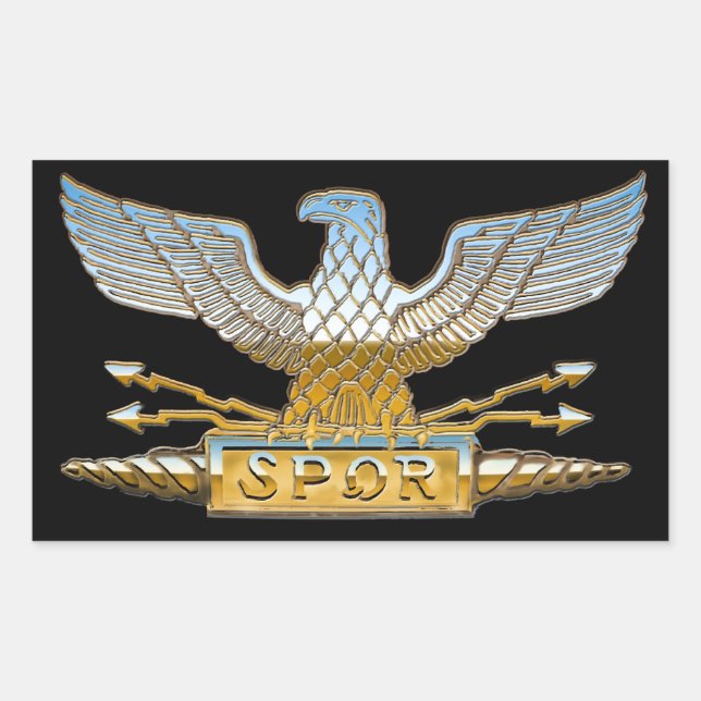 Sticker Rectangulaire Aigle républicain romain dans Chrome (Devant)