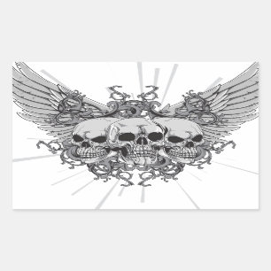 Sticker Rectangulaire Ailes du crâne