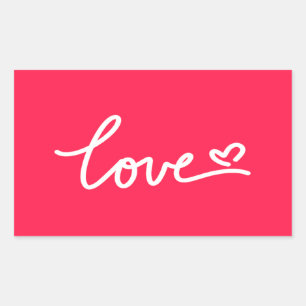 Sticker Rectangulaire Aimer texte blanc sur rose